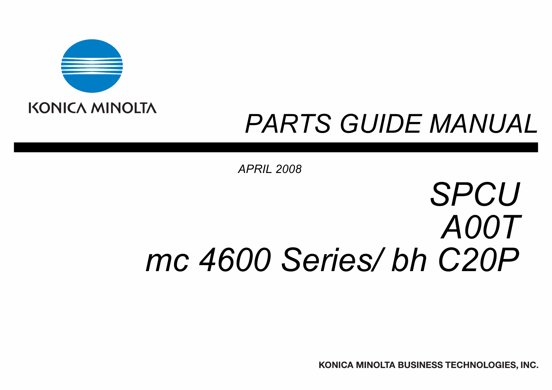 Konica-Minolta magicolor 4690 C20P SPCU A00T Parts Manual-1